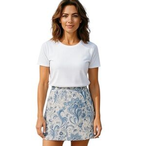 EP Pro Blue, White and Gold Paisley Print Golf Skirt Tennis Skort Size 14